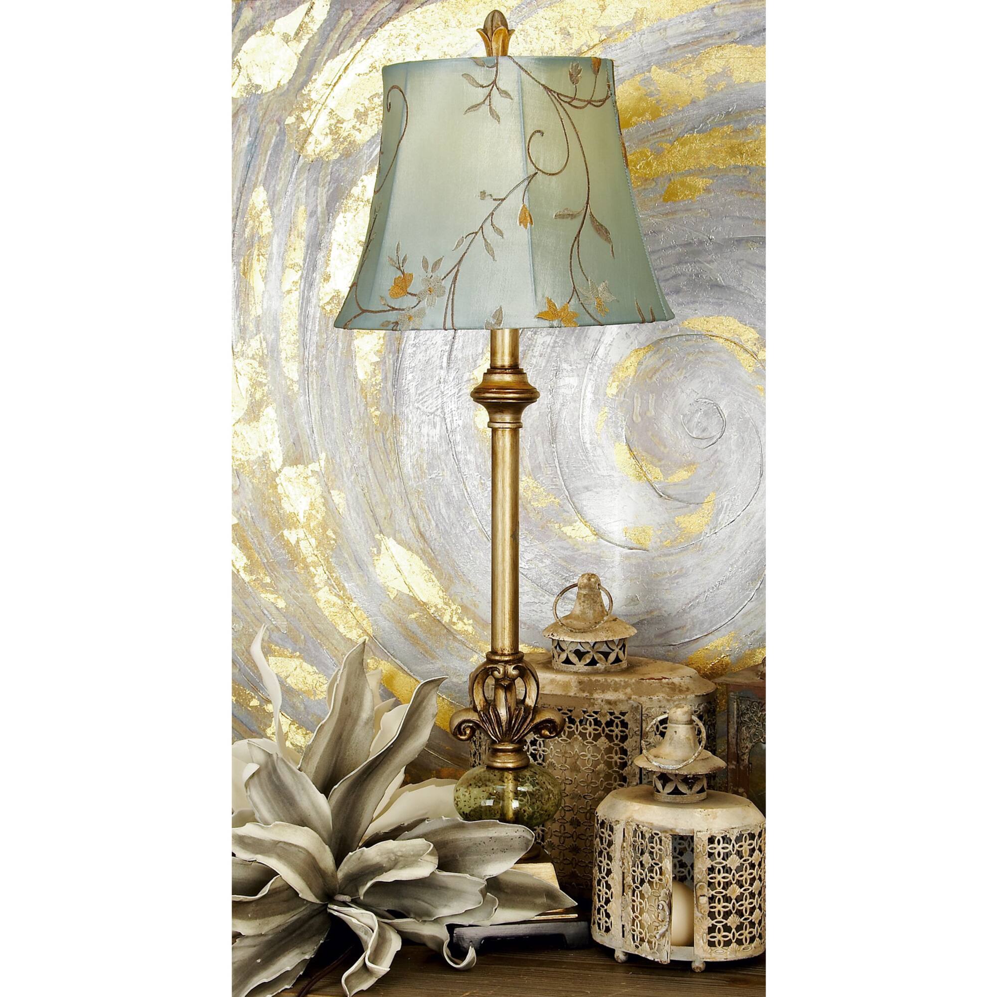 32" Tuscan Gold Metal and Polystone Glass Ball Buffet Lamp